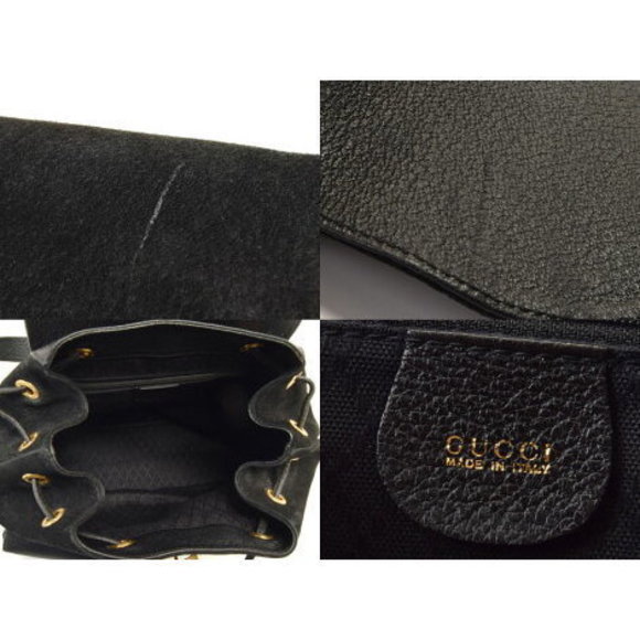 GUCCI Bamboo Backpack Suede Black - Picture 9 of 12